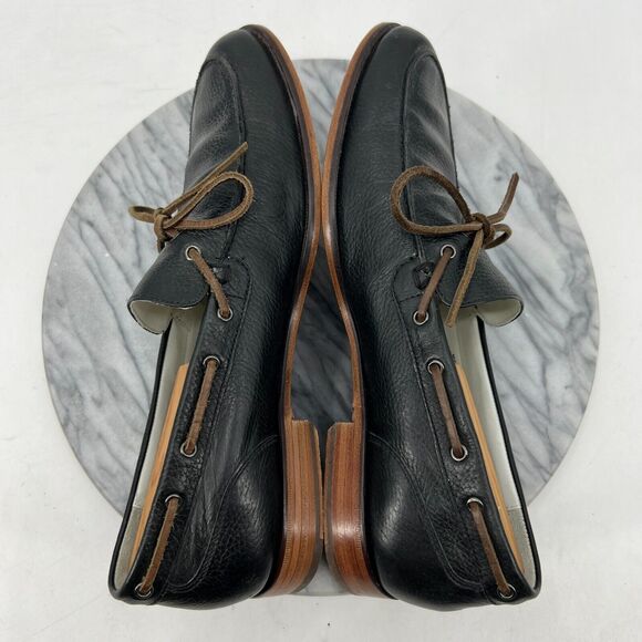 Cole Haan Loafer Boat Shoes Mens 10.5 Black Bow Tied Pebbled Leather Slip On main image 6